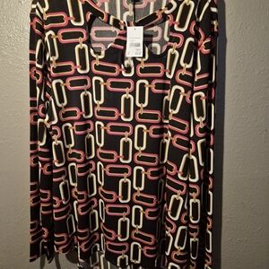 Cato Black and Pink Chain Link Long Sleeve Top